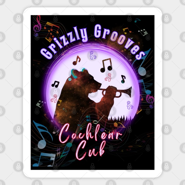 Grizzle Grooves Cochlear Cub | Cochlear Implant | Deaf Sticker by RusticWildflowers